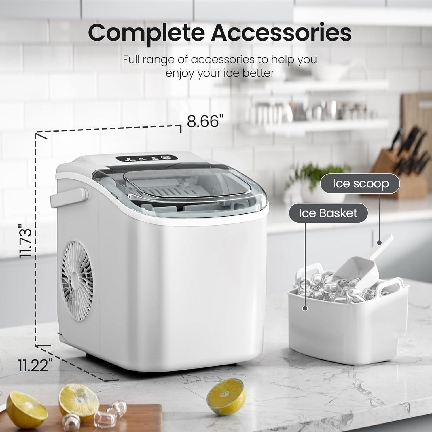 imageKismile Ice Makers Countertop with Carry Handle26LbsDay9 Cubes in 6 MinsSelfCleaning Ice Machine for HomeOfficeKitchen BlackWhite
