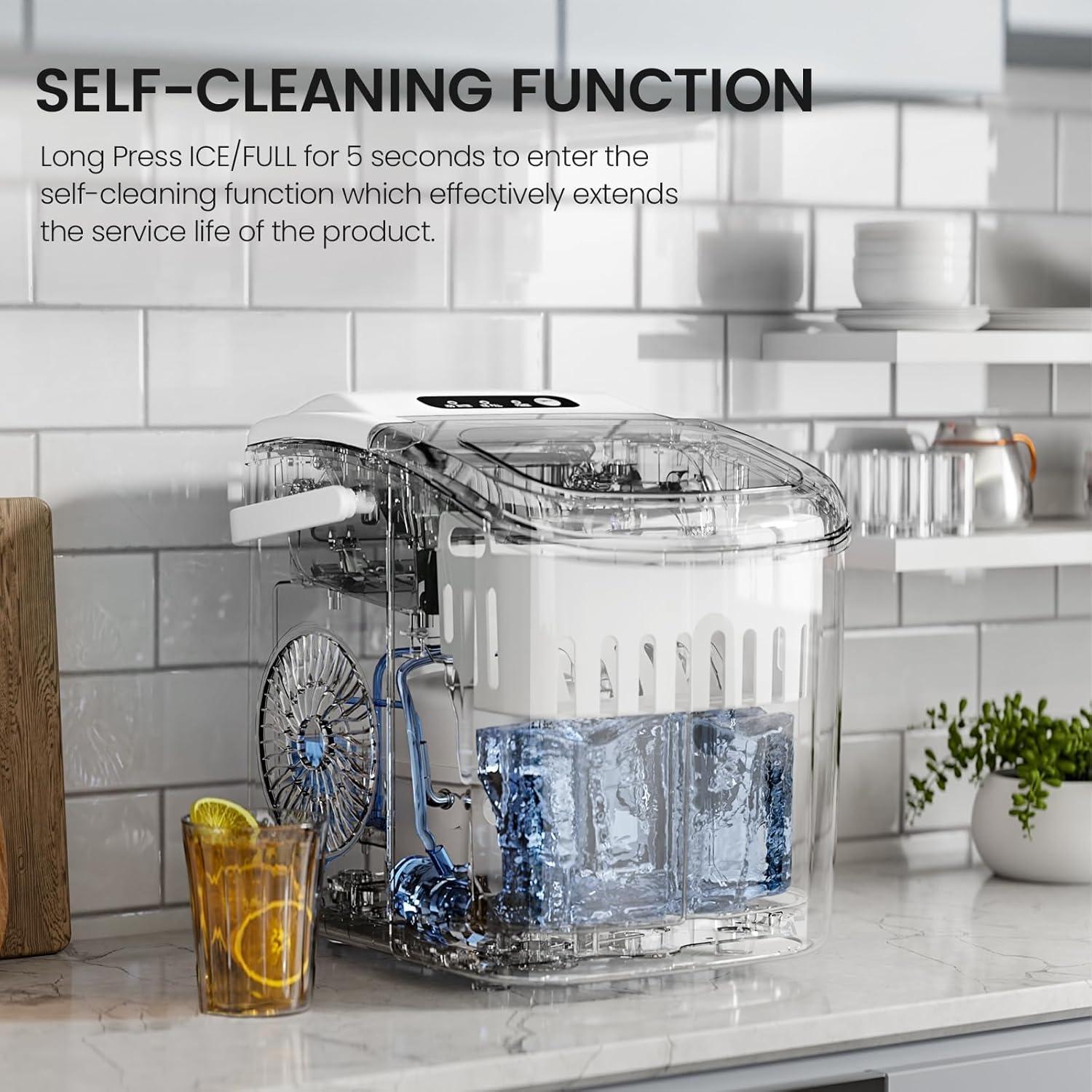 imageKismile Ice Makers Countertop with Carry Handle26LbsDay9 Cubes in 6 MinsSelfCleaning Ice Machine for HomeOfficeKitchen BlackWhite