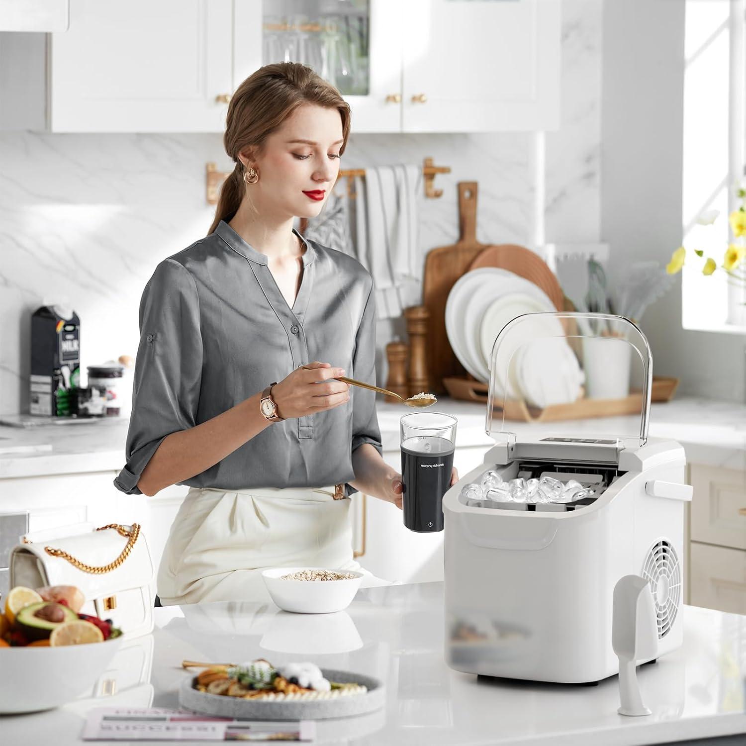 imageKismile Ice Makers Countertop with Carry Handle8 Cubes in 6 Mins26LbsDay2 Size of Bullet IcePortable Ice Maker Machine with SelfCleaning for HomeOfficeBlackWhite