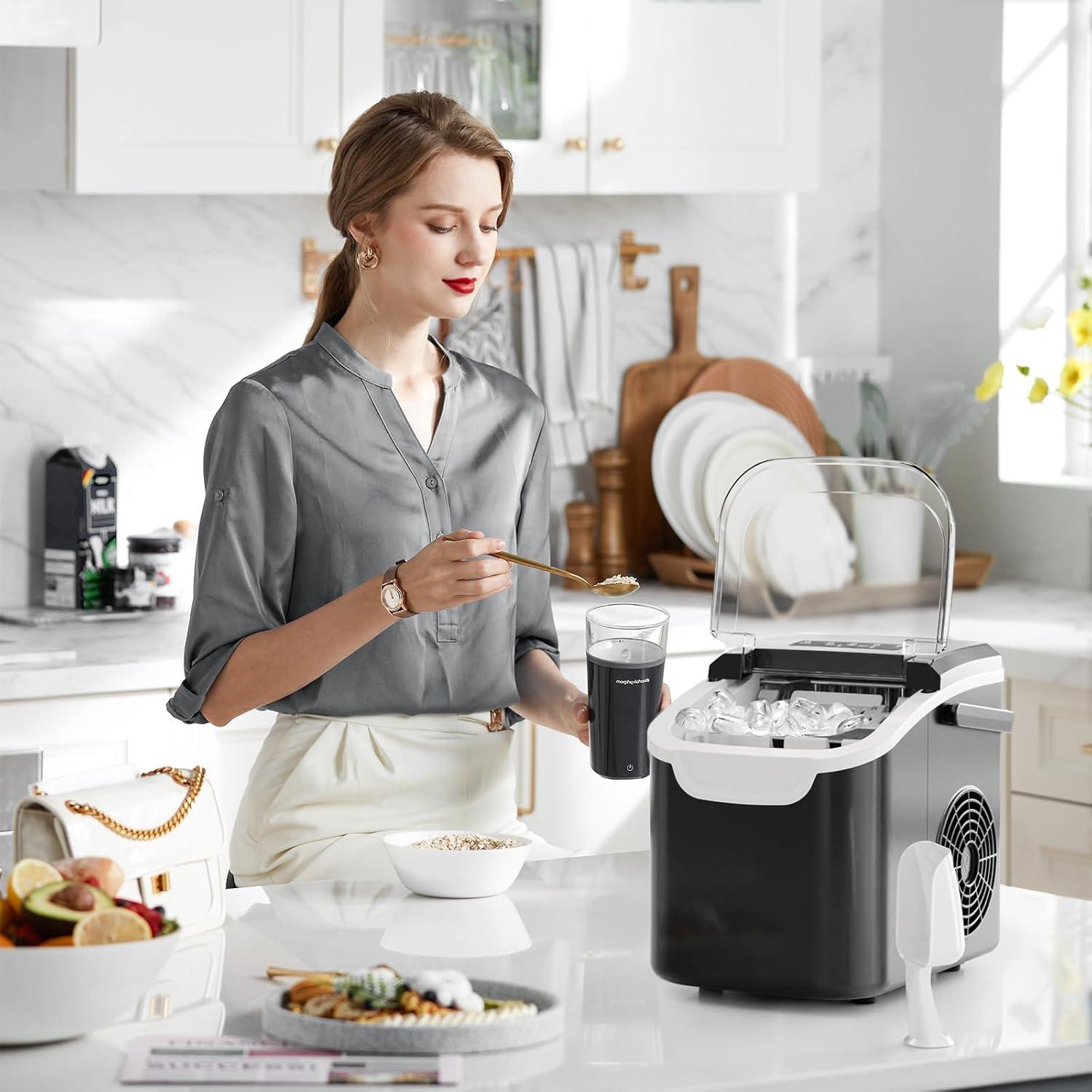 imageKismile Ice Makers Countertop with Carry Handle8 Cubes in 6 Mins26LbsDay2 Size of Bullet IcePortable Ice Maker Machine with SelfCleaning for HomeOfficeBlackBlack
