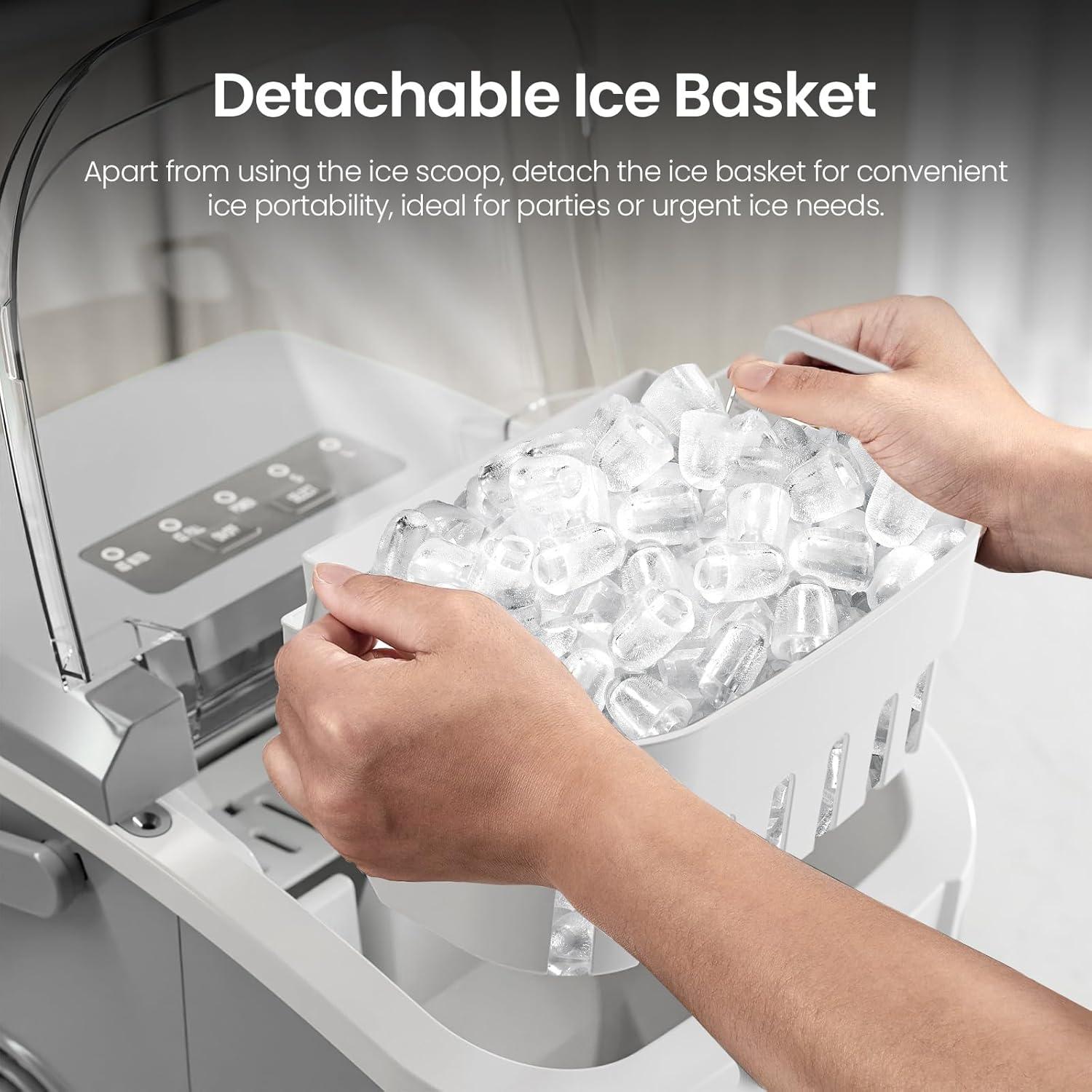 imageKismile Ice Makers Countertop with Carry Handle8 Cubes in 6 Mins26LbsDay2 Size of Bullet IcePortable Ice Maker Machine with SelfCleaning for HomeOfficeBlackGrey