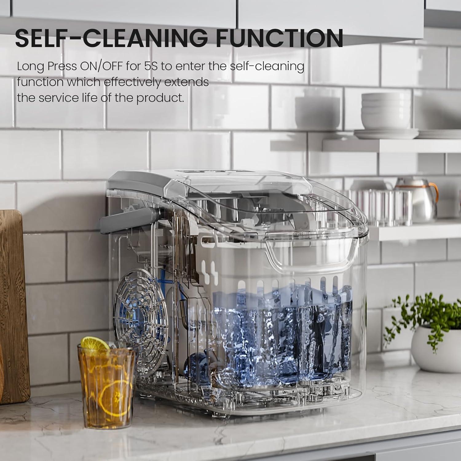imageKismile Ice Makers Countertop with Carry Handle8 Cubes in 6 Mins26LbsDay2 Size of Bullet IcePortable Ice Maker Machine with SelfCleaning for HomeOfficeBlackGrey