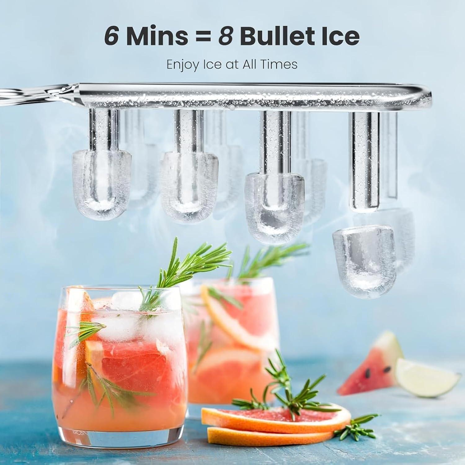 imageKismile Ice Makers Countertop with Carry Handle8 Cubes in 6 Mins26LbsDay2 Size of Bullet IcePortable Ice Maker Machine with SelfCleaning for HomeOfficeBlackBlack