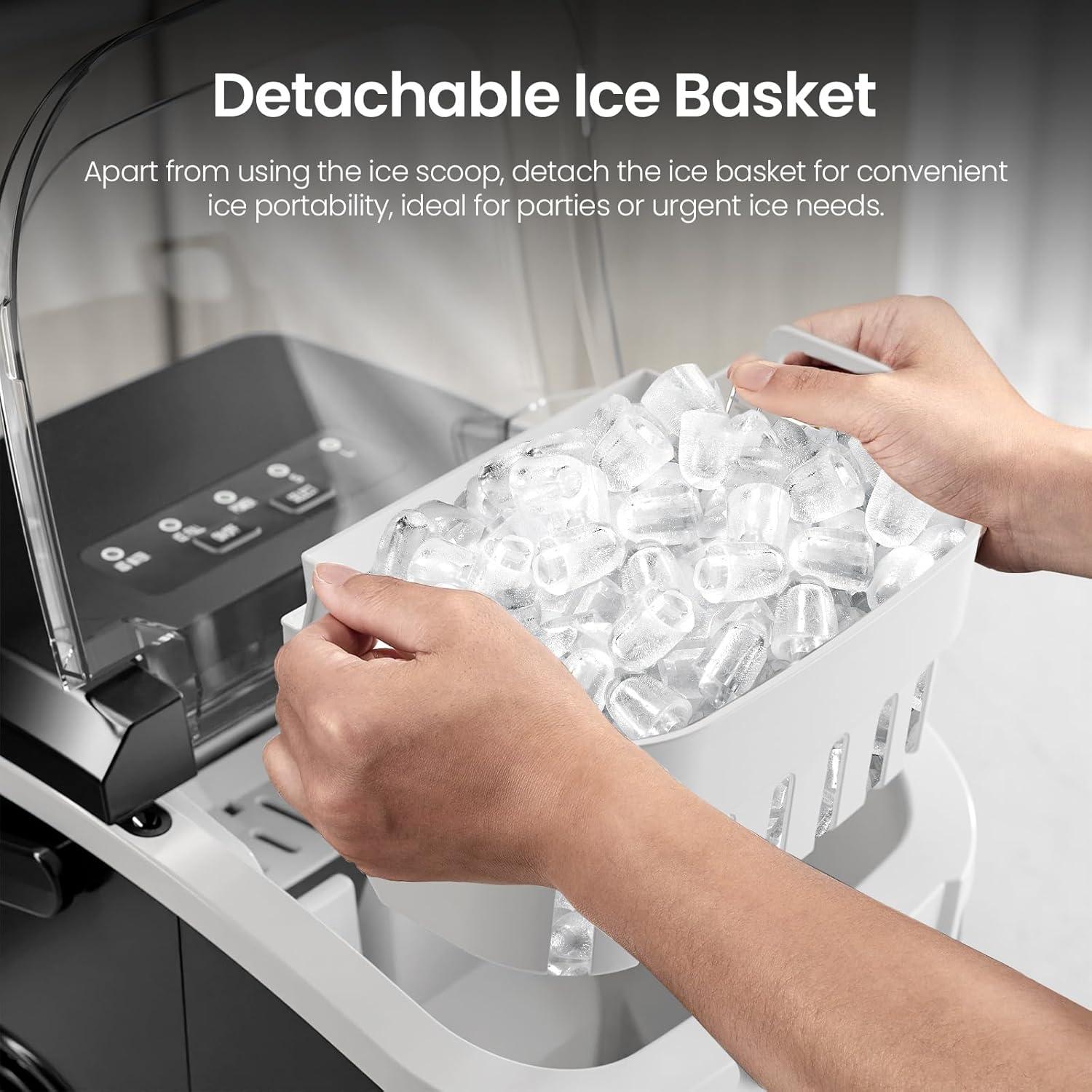 imageKismile Ice Makers Countertop with Carry Handle8 Cubes in 6 Mins26LbsDay2 Size of Bullet IcePortable Ice Maker Machine with SelfCleaning for HomeOfficeBlackBlack