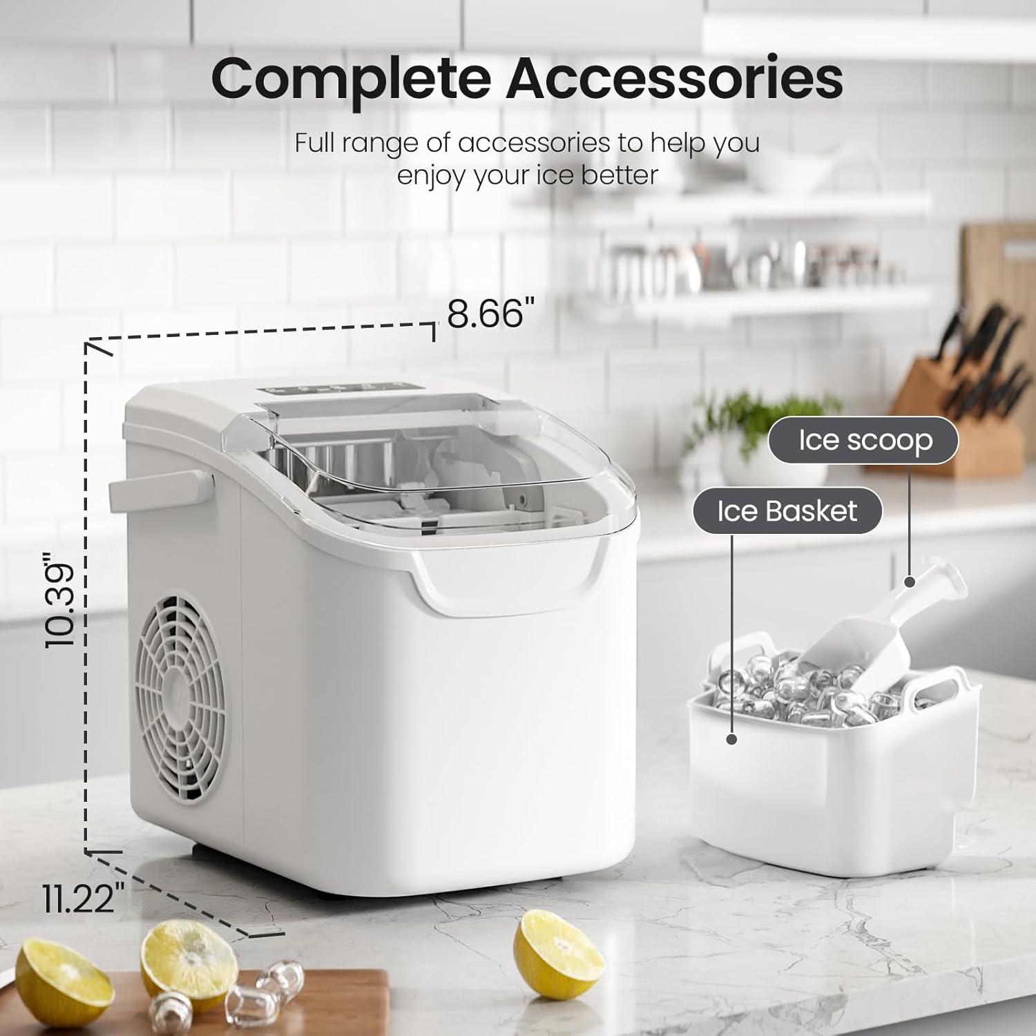 imageKismile Ice Makers Countertop with Carry Handle8 Cubes in 6 Mins26LbsDay2 Size of Bullet IcePortable Ice Maker Machine with SelfCleaning for HomeOfficeBlackWhite