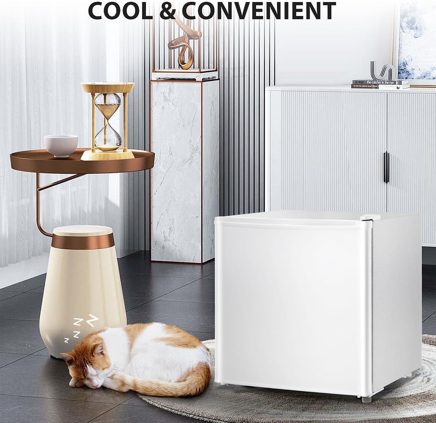 imageKismile Mini Fridge with Freezer 16 Cuft Mini Refrigerators with Removable Shelves Adjustable Thermostat Reversible Single Door Small Refrigerator for BedroomOfficeHome White