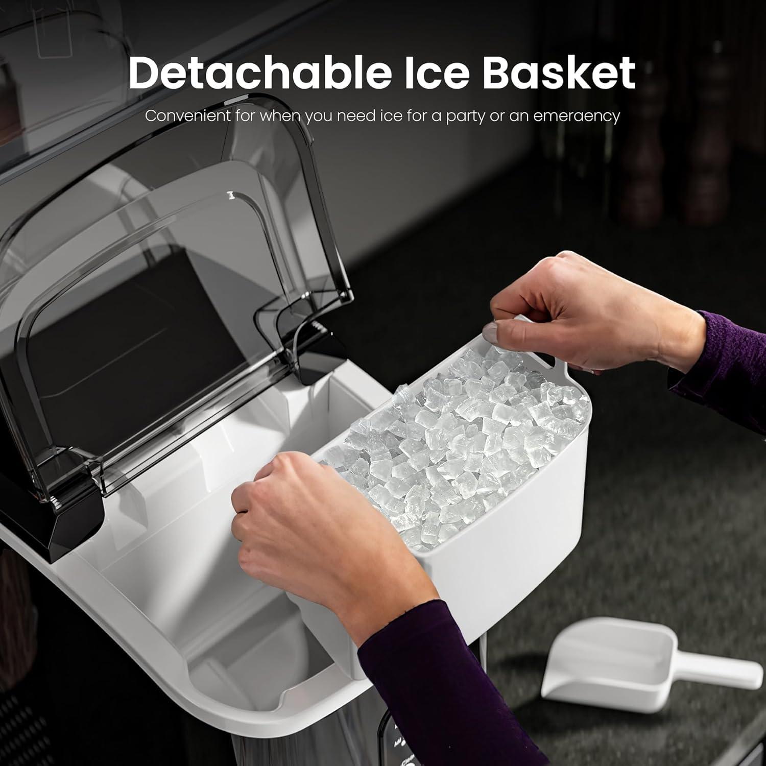 imageKismile Nugget Ice Makers Countertop Portable Sonic Ice Machine with SelfCleaningOneClick Operation for HomeOfficeSilverBlack
