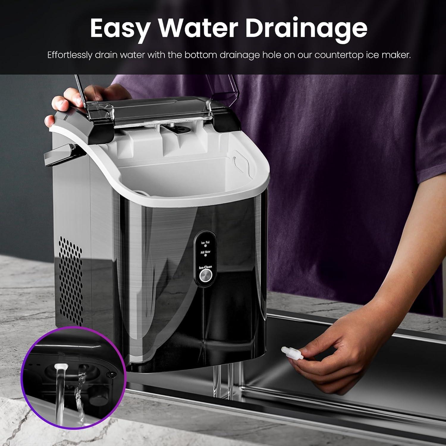 imageKismile Nugget Ice Makers Countertop Portable Sonic Ice Machine with SelfCleaningOneClick Operation for HomeOfficeSilverBlack