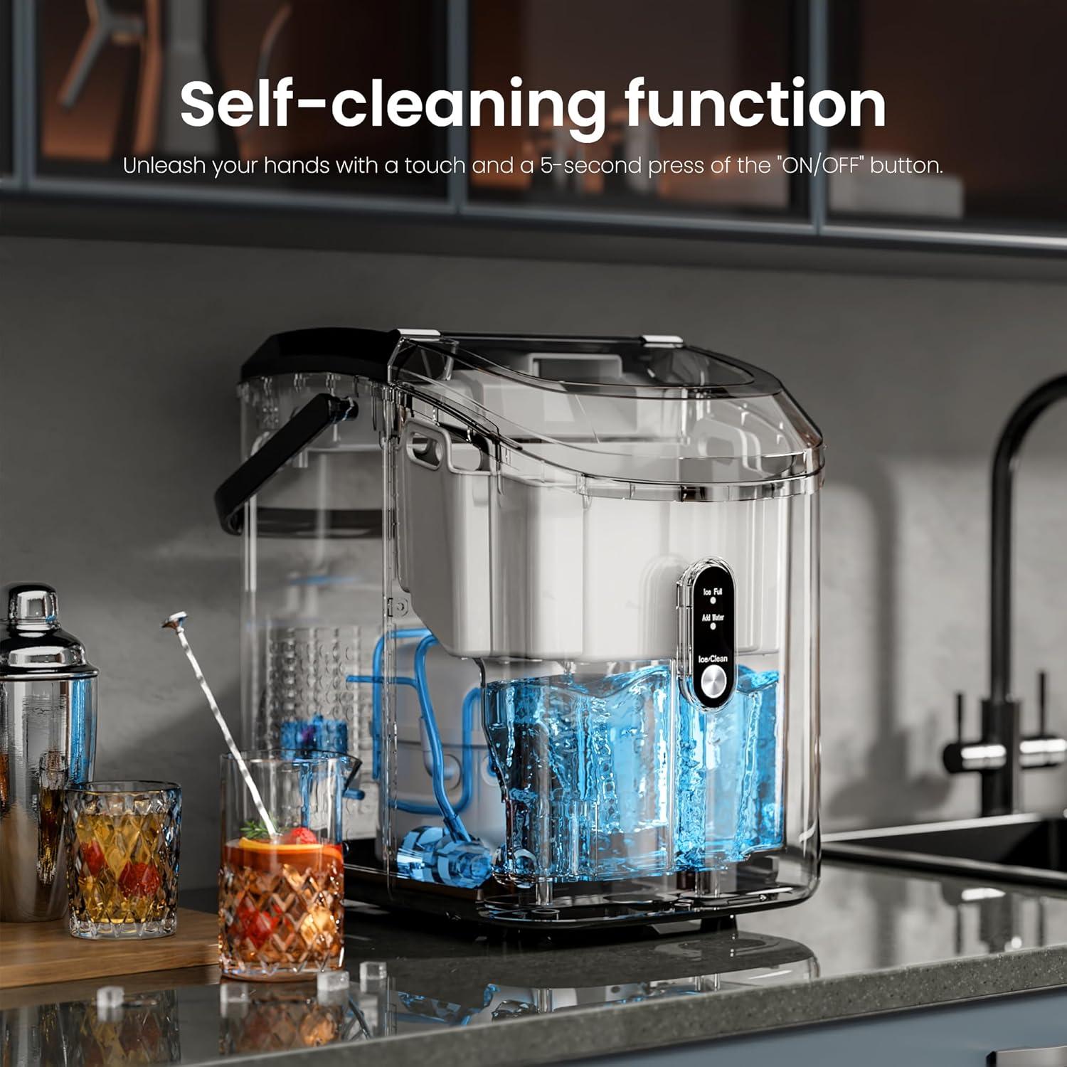 imageKismile Nugget Ice Makers Countertop Portable Sonic Ice Machine with SelfCleaningOneClick Operation for HomeOfficeSilverSilver