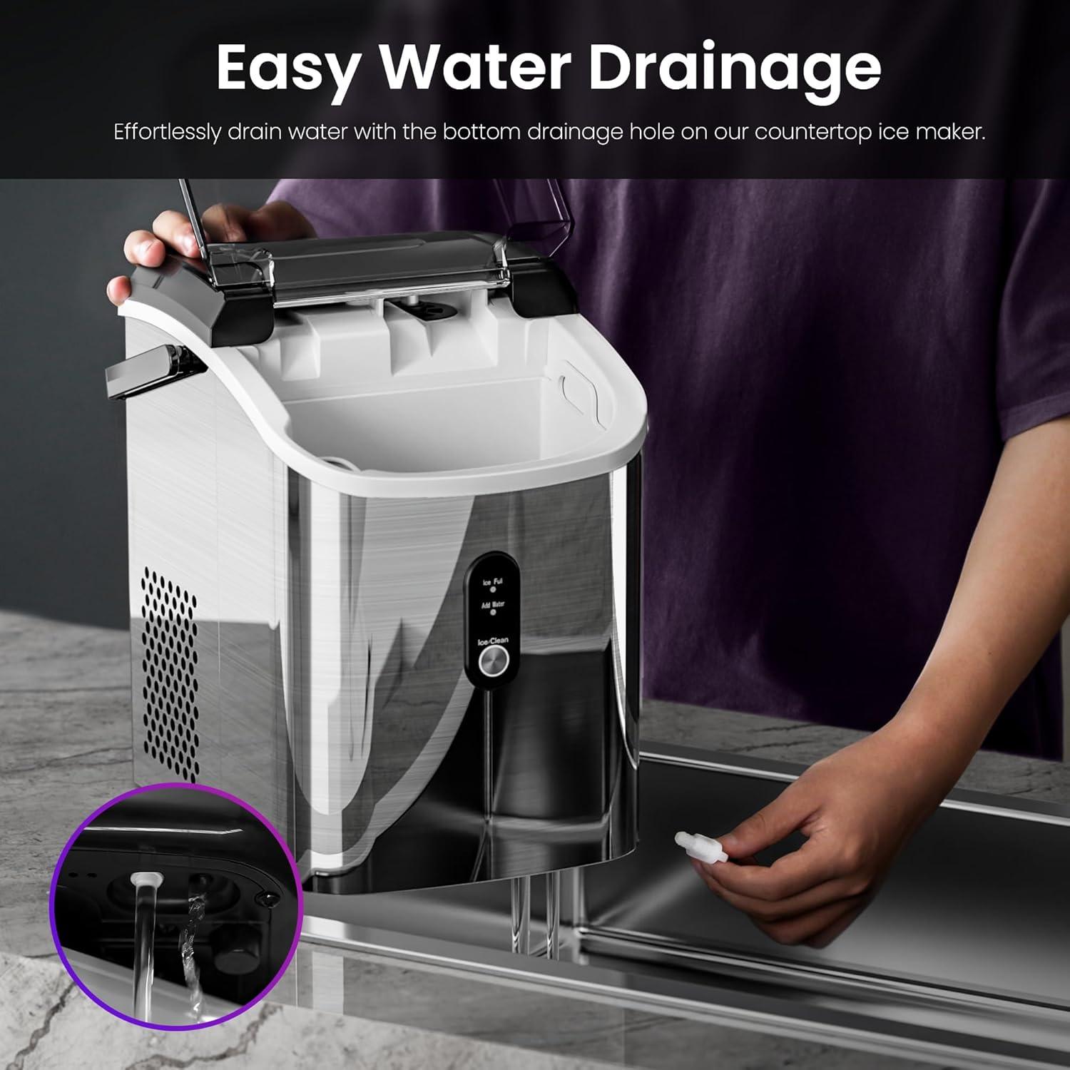 imageKismile Nugget Ice Makers Countertop Portable Sonic Ice Machine with SelfCleaningOneClick Operation for HomeOfficeSilverSilver