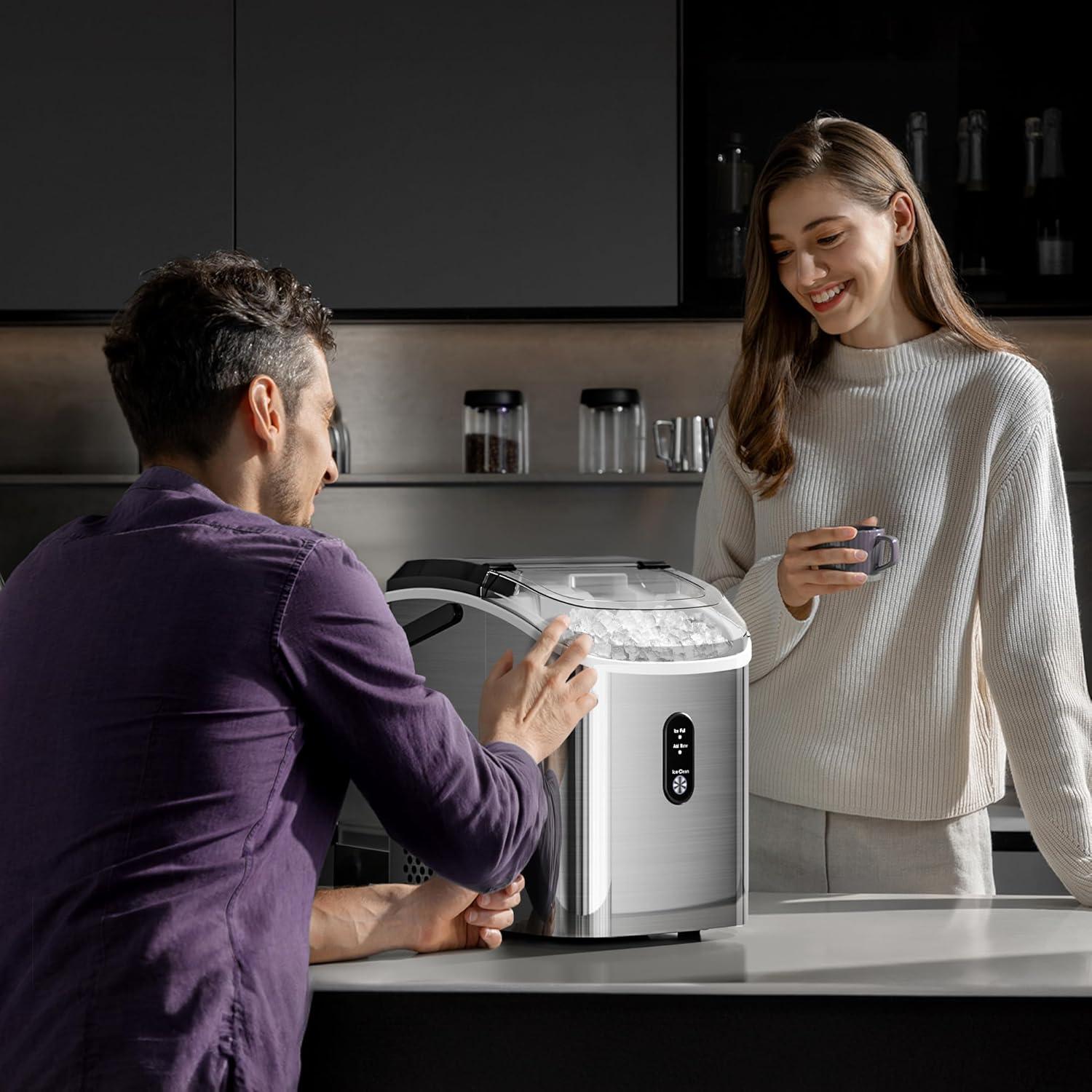 imageKismile Nugget Ice Makers Countertop Portable Sonic Ice Machine with SelfCleaningOneClick Operation for HomeOfficeSilverSilver