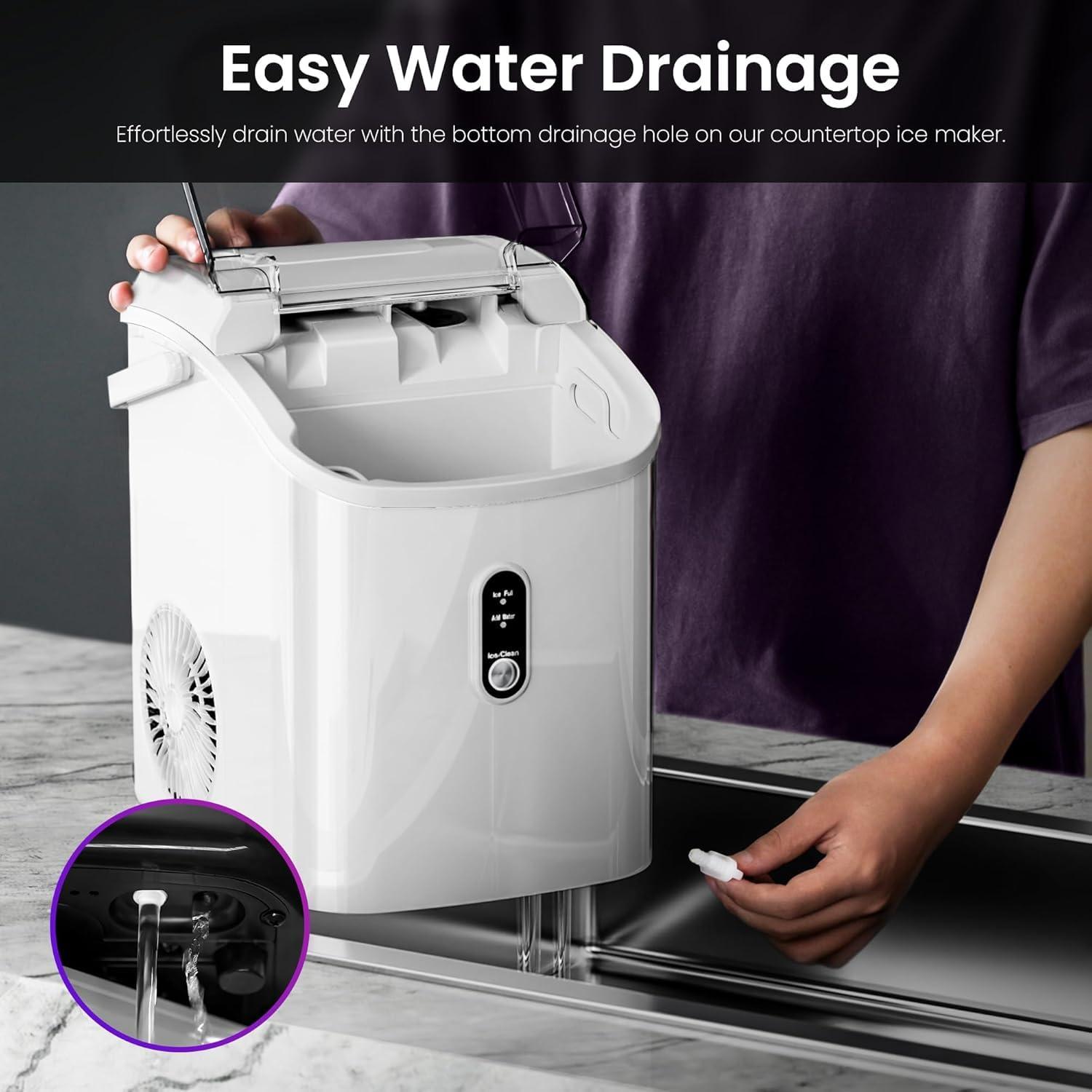 imageKismile Nugget Ice Makers Countertop Portable Sonic Ice Machine with SelfCleaningOneClick Operation for HomeOfficeSilverWhite
