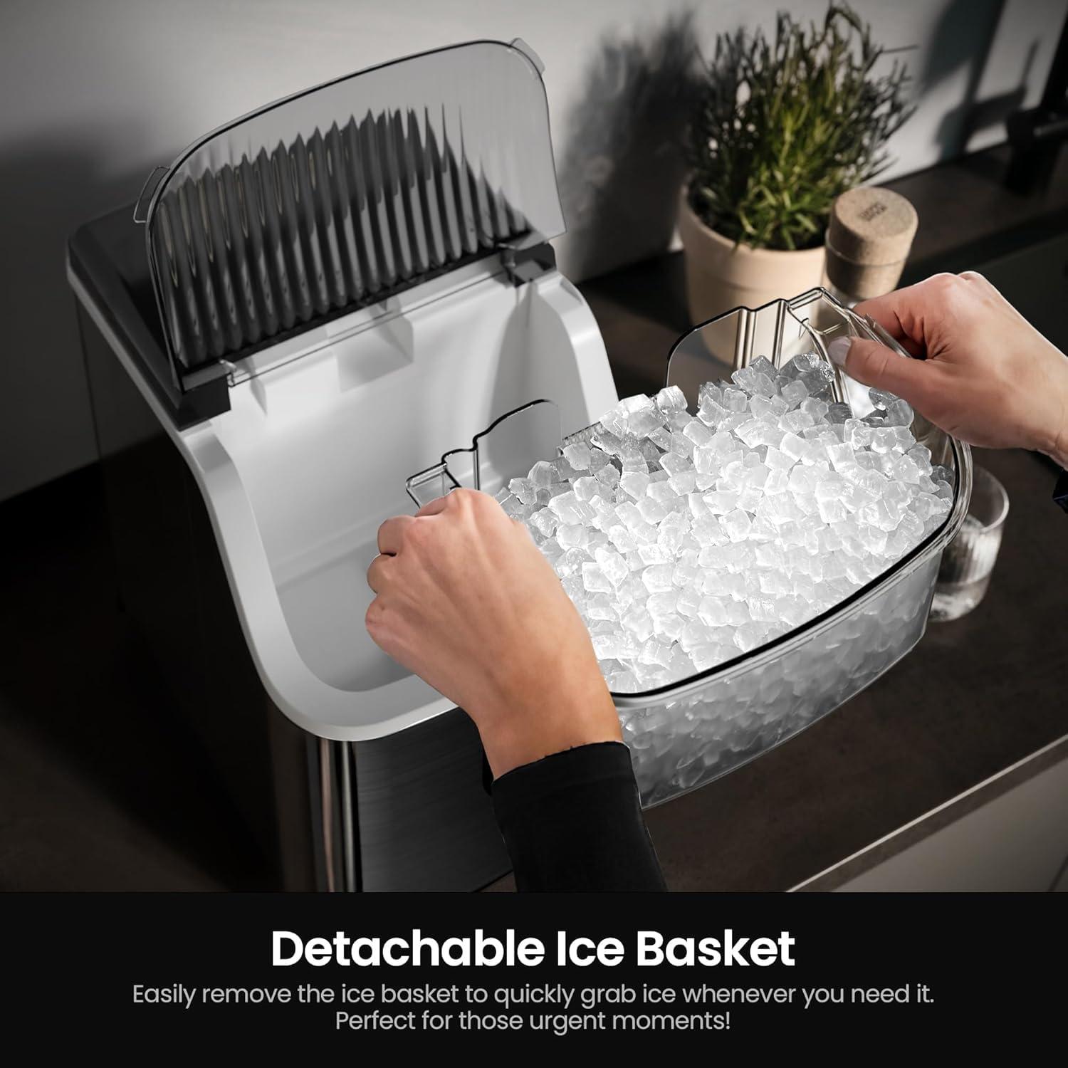 imageKismile Nugget Ice Makers CountertopPortable Ice Machine with Crushed Ice 35lbsDaySelfCleaningOneClick Operation for Home UseSilverLuxury Black