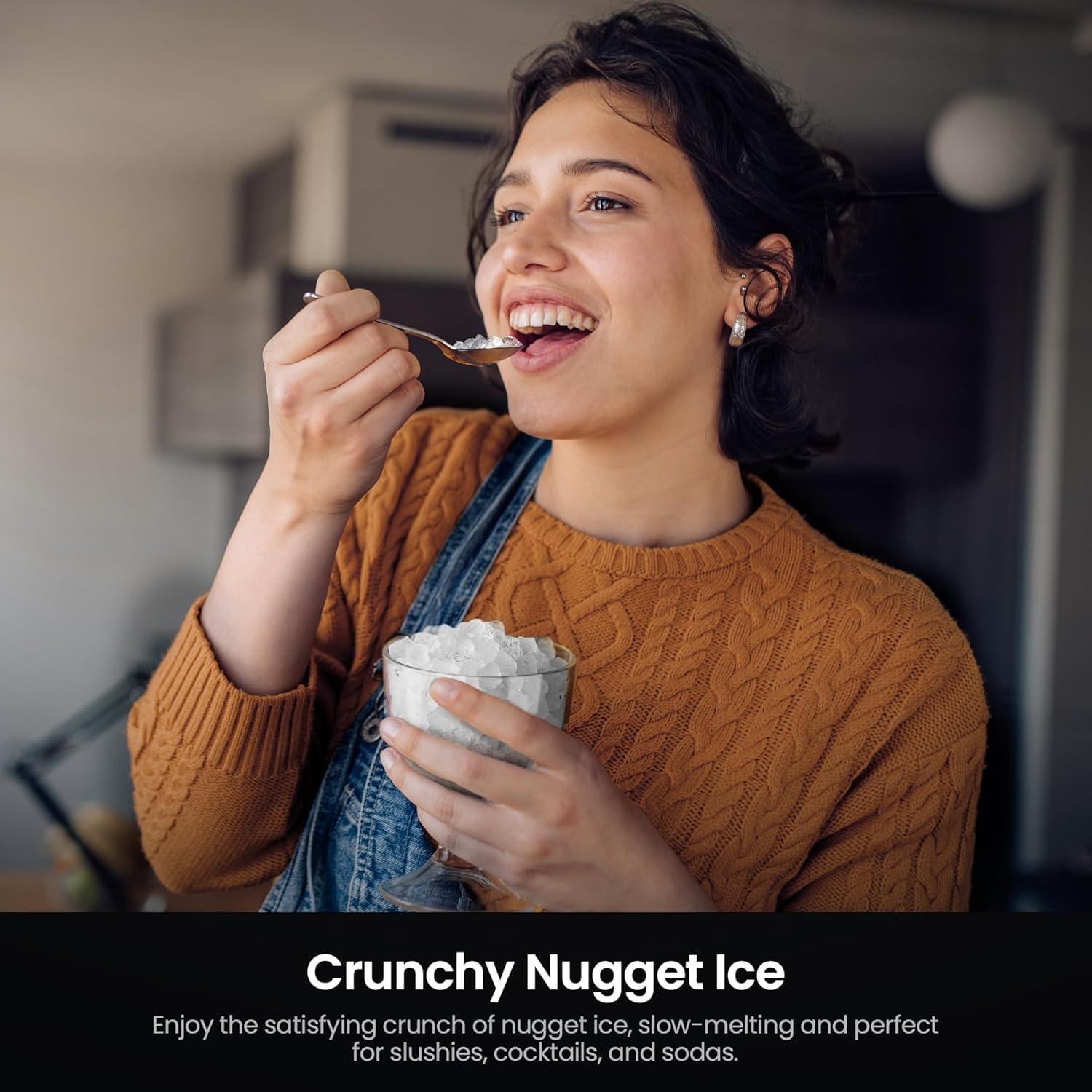 imageKismile Nugget Ice Makers CountertopPortable Ice Machine with Crushed Ice 35lbsDaySelfCleaningOneClick Operation for Home UseSilverSilver