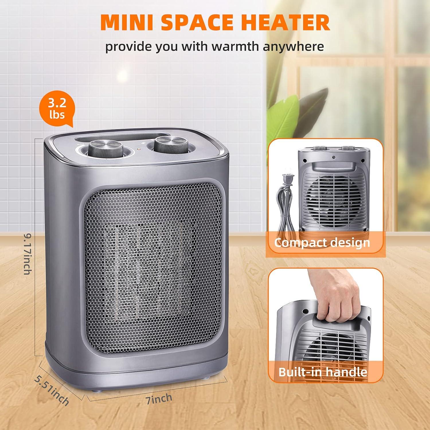 imageKismile Portable Electric Space Heater Small Ceramic Heater Fan with Thermostat TipOver and Overheat ProtectionFast Heating for HomeOffice1500W
