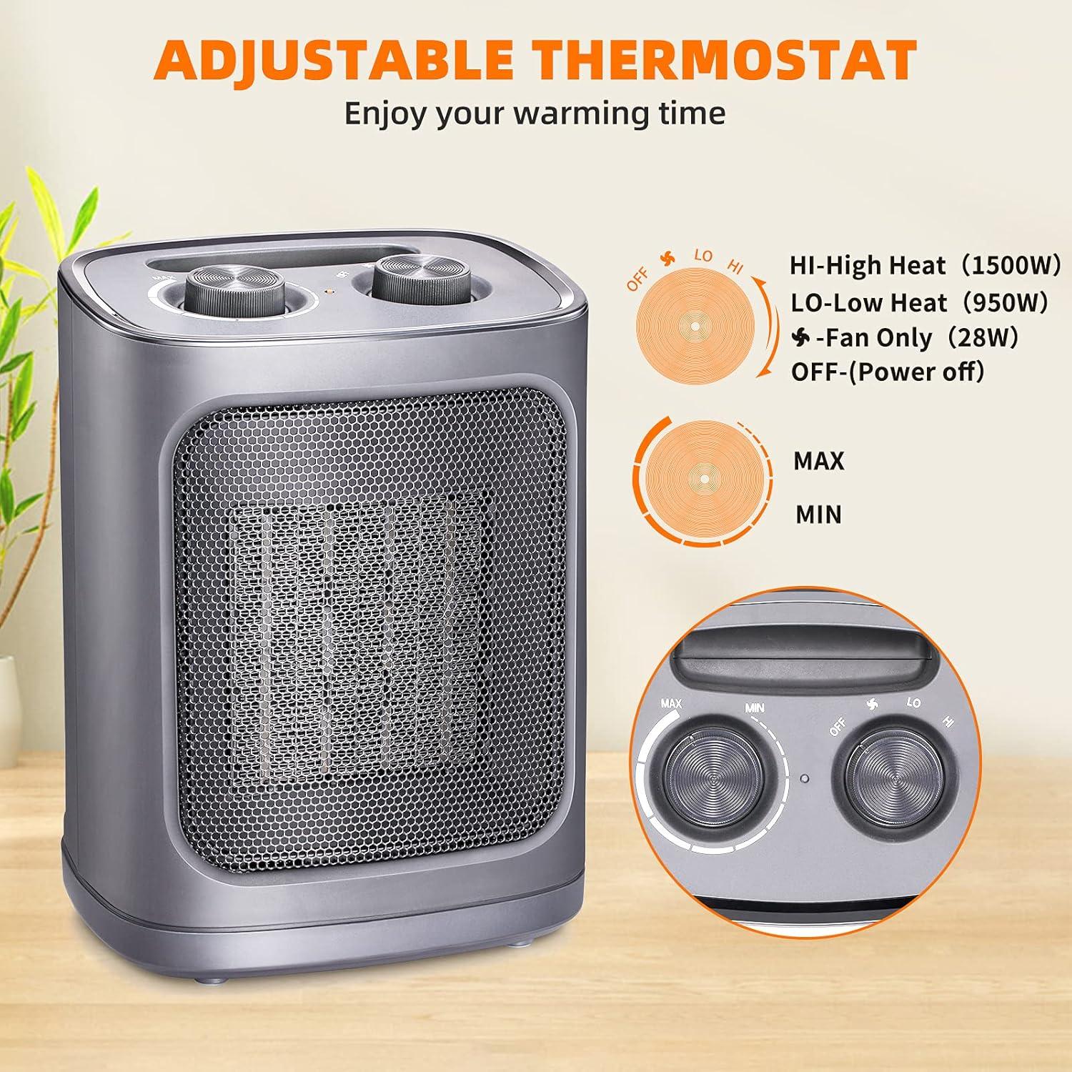 imageKismile Portable Electric Space Heater Small Ceramic Heater Fan with Thermostat TipOver and Overheat ProtectionFast Heating for HomeOffice1500W