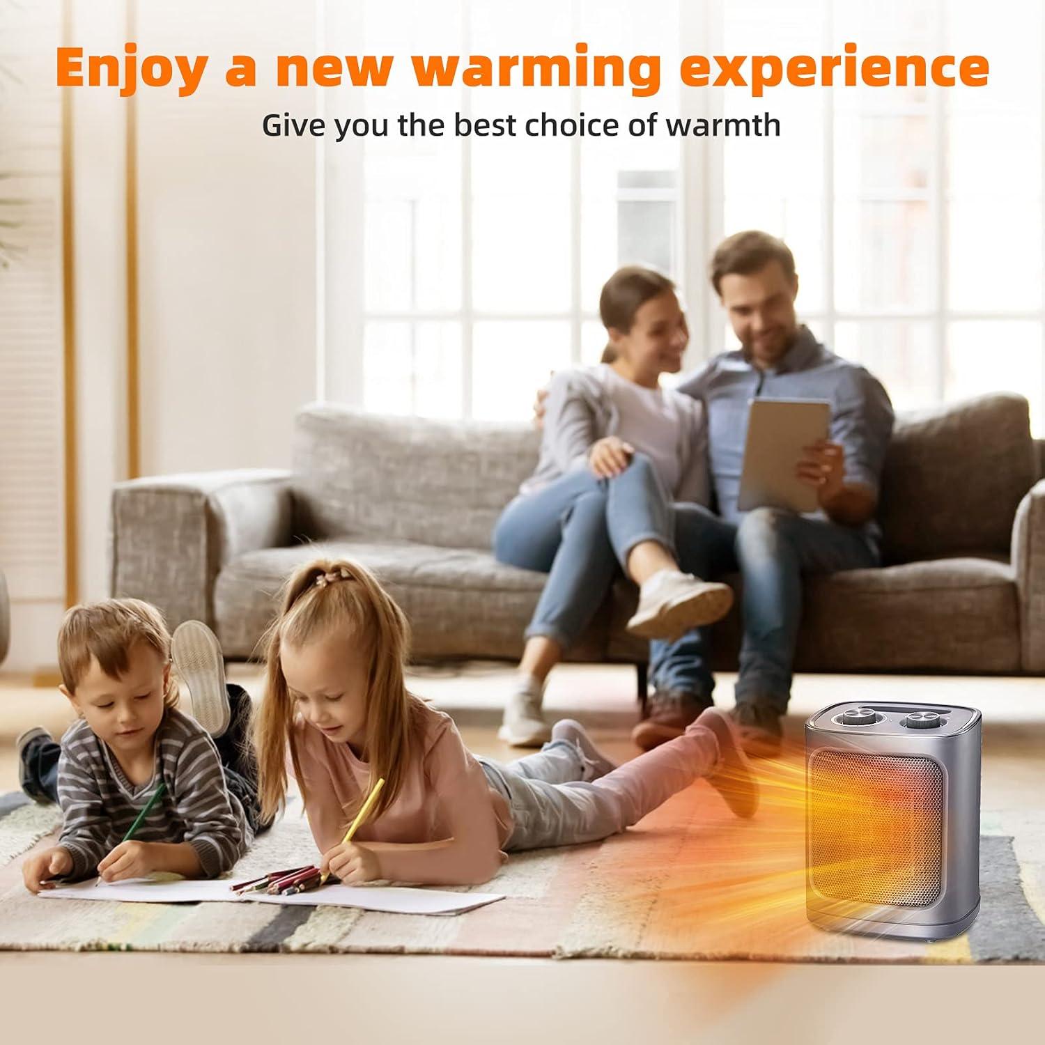 imageKismile Portable Electric Space Heater Small Ceramic Heater Fan with Thermostat TipOver and Overheat ProtectionFast Heating for HomeOffice1500W