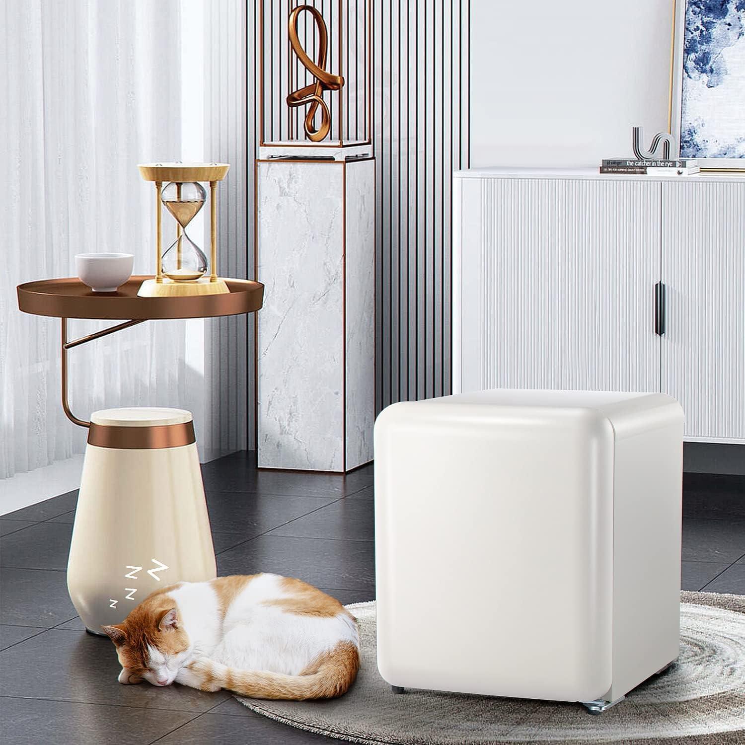 imageKismile Retro Mini Fridge with Rated 17 cu ft Small Refrigerator with Adjustable Removable Glass Shelves Mechanical Control Compact Freezer for Office Dorm Bedroom White