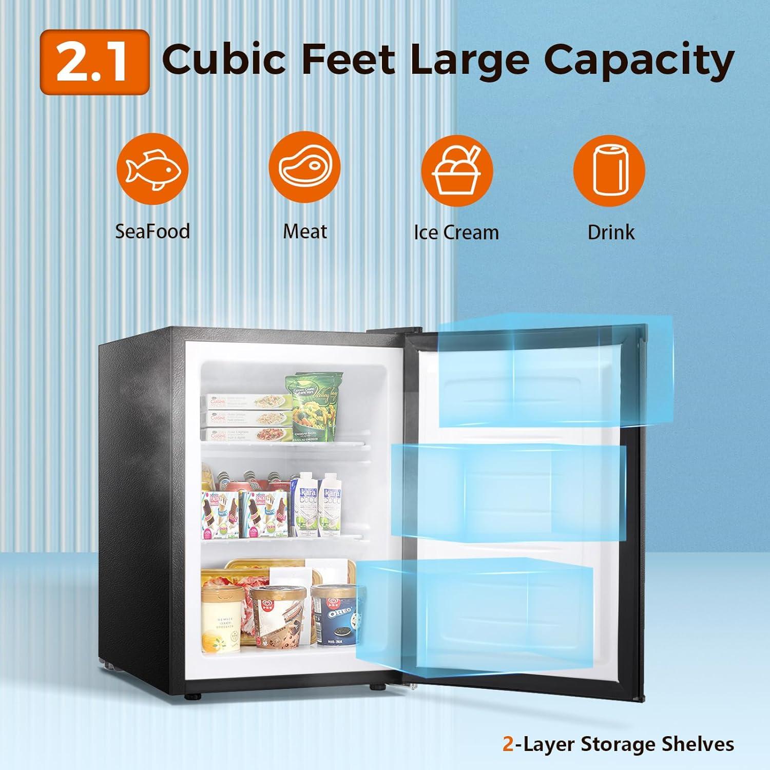 imageKismile Small Freezer Upright 30 Cuft Mini Freezer with Adjustable Thermostat Removable Shelves Reversible Single Door Stand Up Freezer for BedroomHomeDormsApartment Stainless SteelBlack