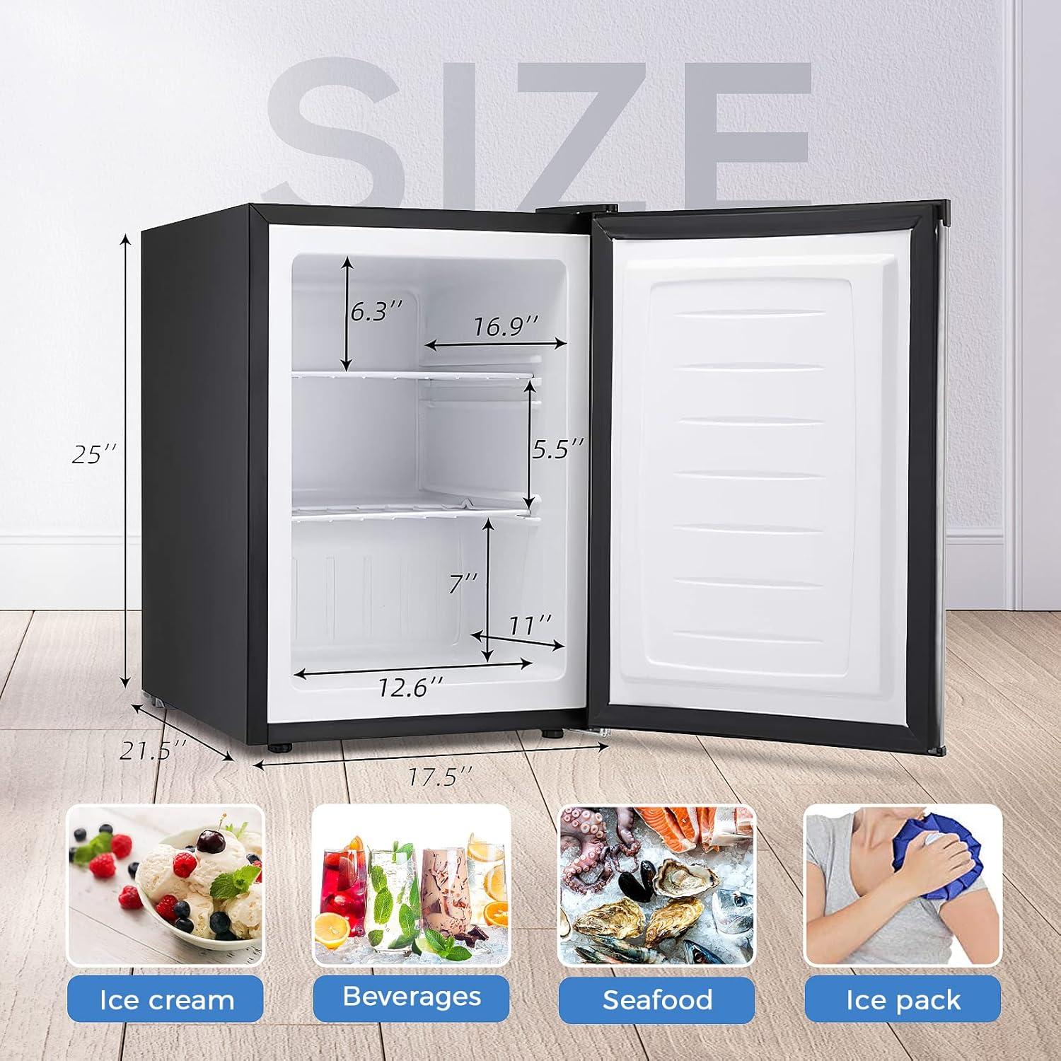 imageKismile Small Freezer Upright 30 Cuft Mini Freezer with Adjustable Thermostat Removable Shelves Reversible Single Door Stand Up Freezer for BedroomHomeDormsApartment Stainless SteelBlack