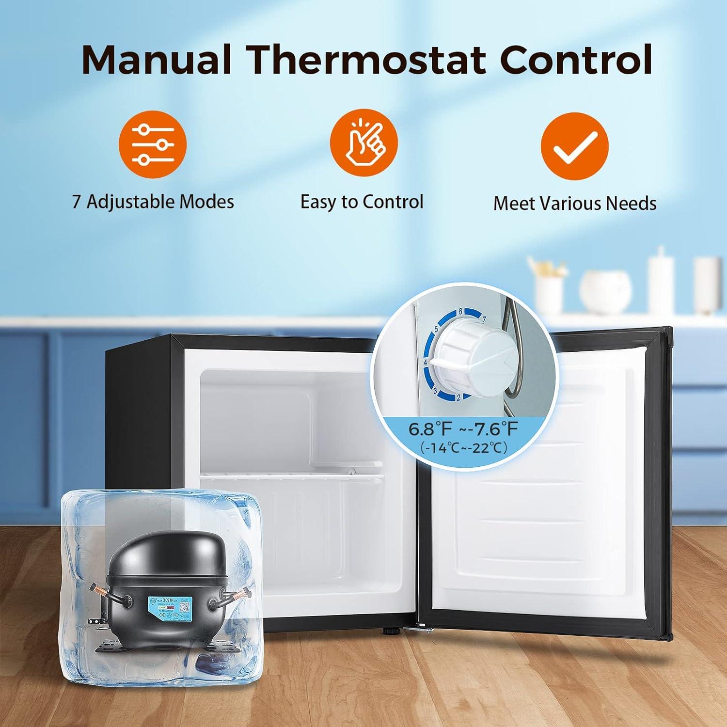 imageKismile Small Freezer Upright 30 Cuft Mini Freezer with Adjustable Thermostat Removable Shelves Reversible Single Door Stand Up Freezer for BedroomHomeDormsApartment Stainless SteelBlack