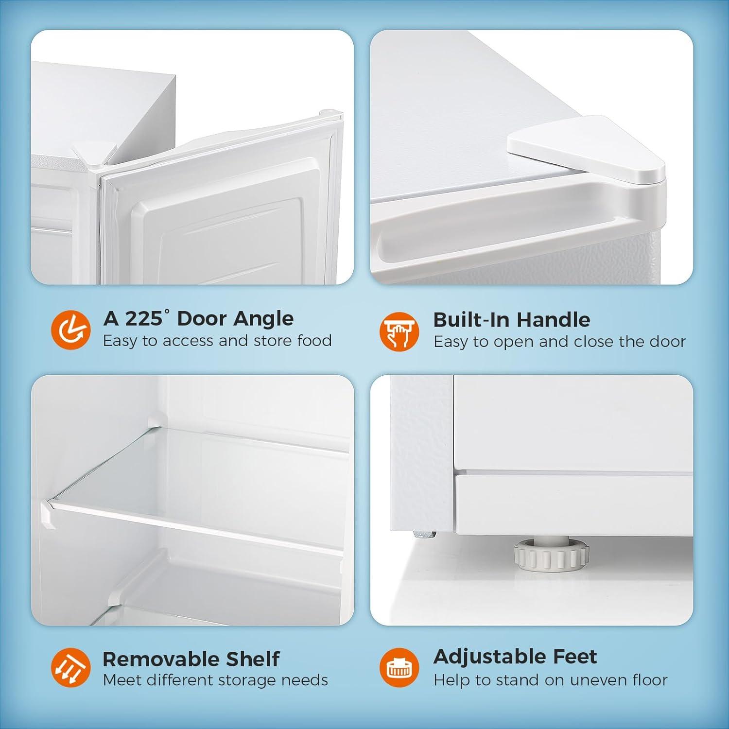 imageKismile Small Freezer Upright 30 Cuft Mini Freezer with Adjustable Thermostat Removable Shelves Reversible Single Door Stand Up Freezer for BedroomHomeDormsApartment Stainless SteelWhite