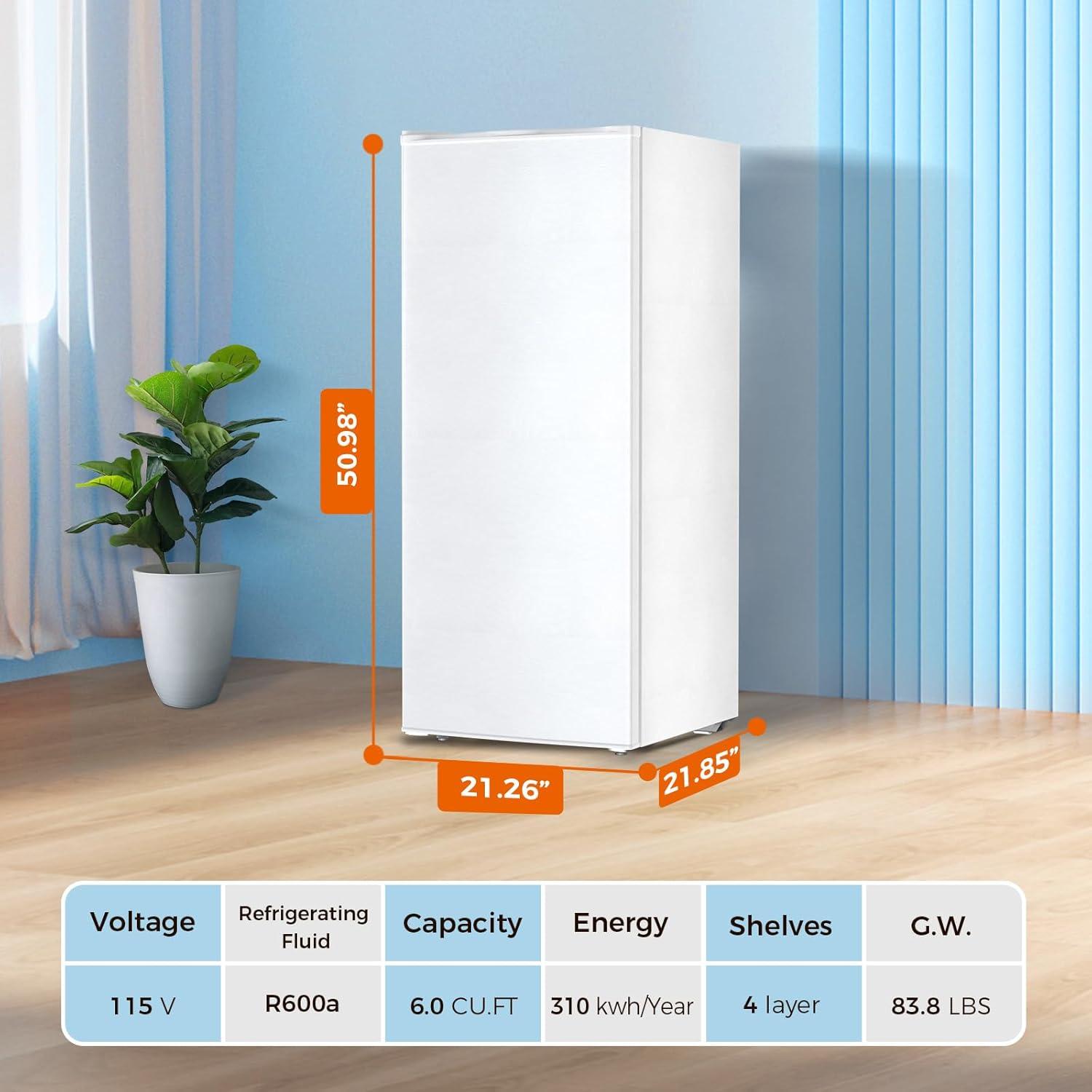 imageKismile Small Freezer Upright 30 Cuft Mini Freezer with Adjustable Thermostat Removable Shelves Reversible Single Door Stand Up Freezer for BedroomHomeDormsApartment Stainless SteelWhite