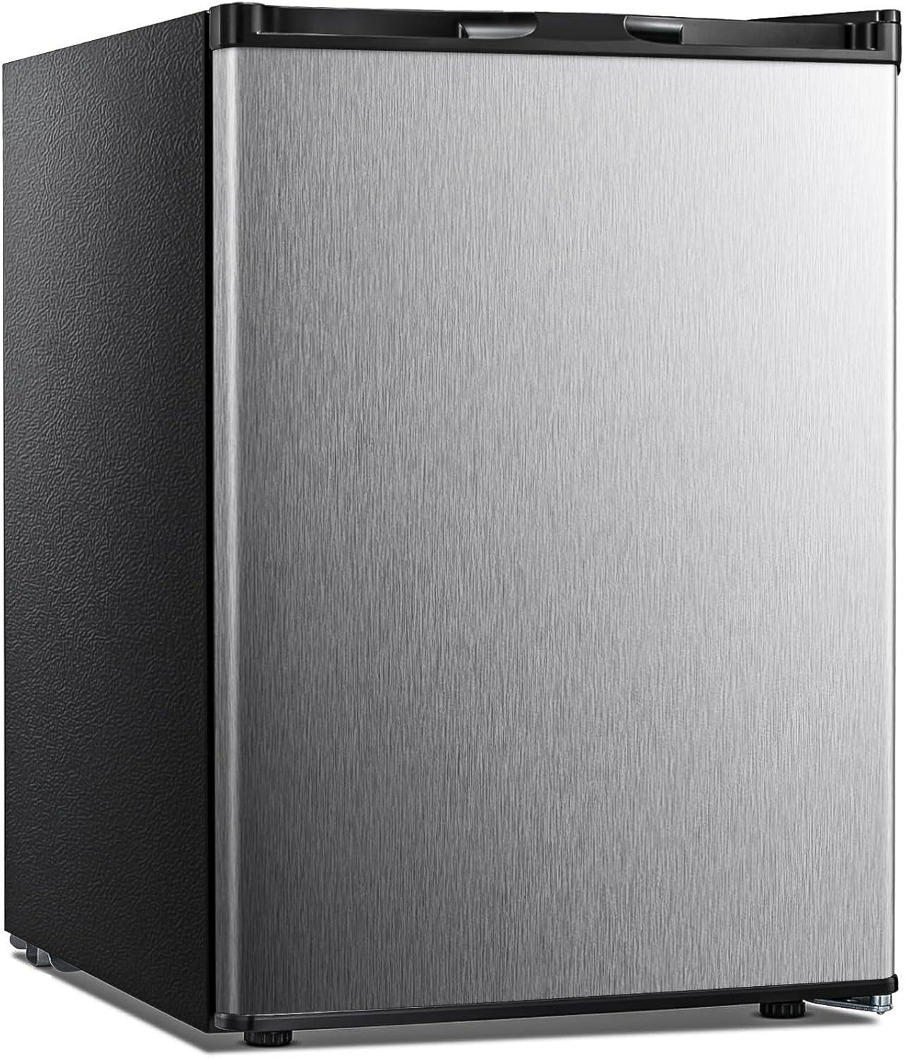 imageKismile Small Freezer Upright 30 Cuft Mini Freezer with Adjustable Thermostat Removable Shelves Reversible Single Door Stand Up Freezer for BedroomHomeDormsApartment Stainless SteelStainless Steel