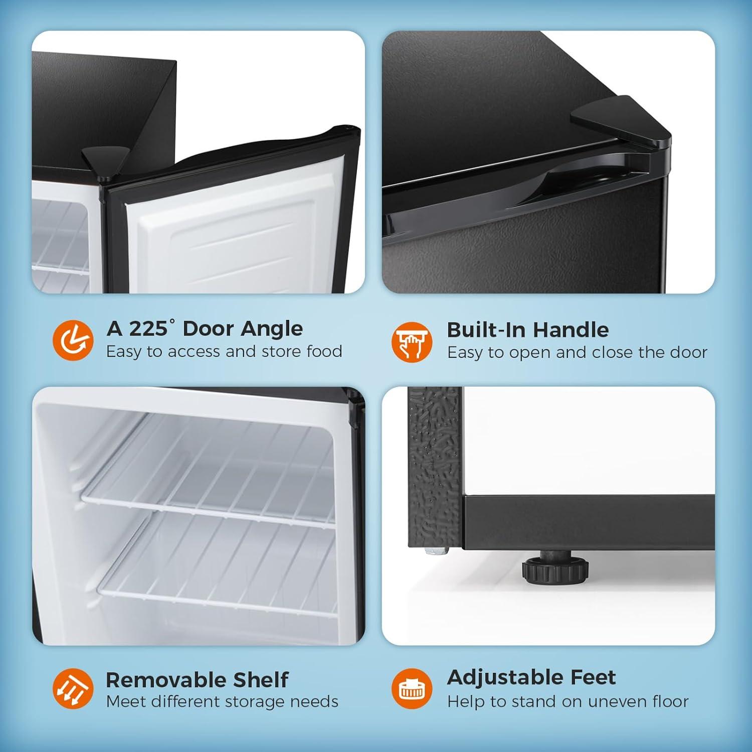 imageKismile Small Freezer Upright 30 Cuft Mini Freezer with Adjustable Thermostat Removable Shelves Reversible Single Door Stand Up Freezer for BedroomHomeDormsApartment Stainless SteelBlack