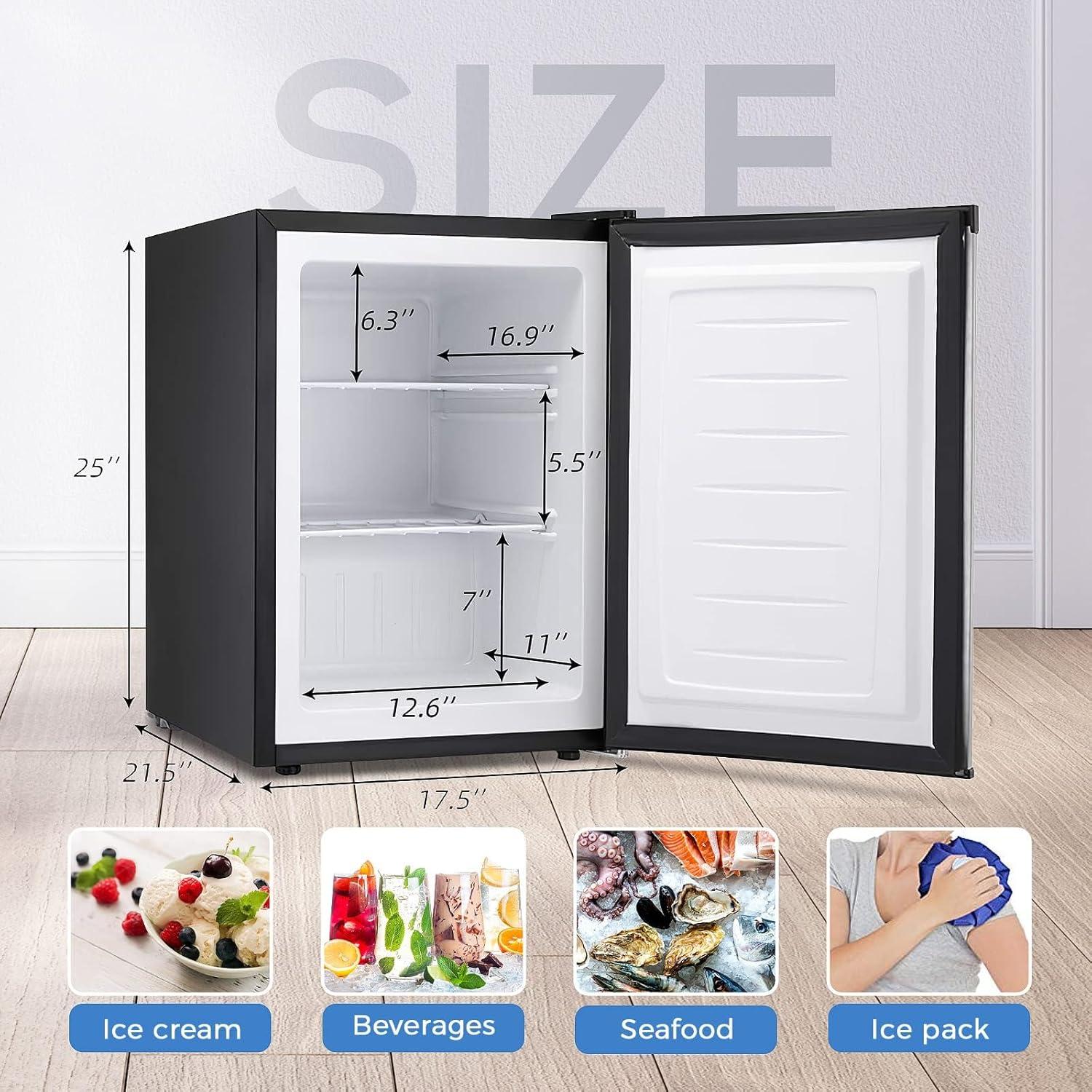 imageKismile Small Freezer Upright 30 Cuft Mini Freezer with Adjustable Thermostat Removable Shelves Reversible Single Door Stand Up Freezer for BedroomHomeDormsApartment Stainless SteelStainless Steel