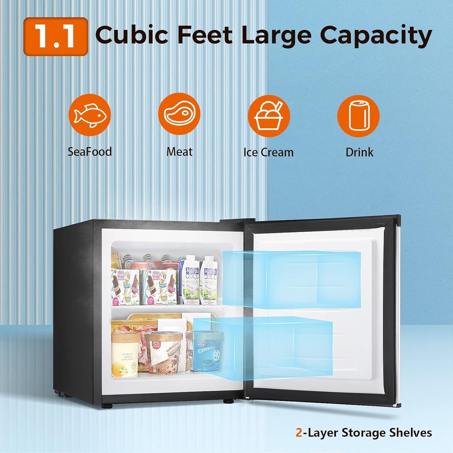 imageKismile Small Freezer Upright 30 Cuft Mini Freezer with Adjustable Thermostat Removable Shelves Reversible Single Door Stand Up Freezer for BedroomHomeDormsApartment Stainless SteelStainless Steel