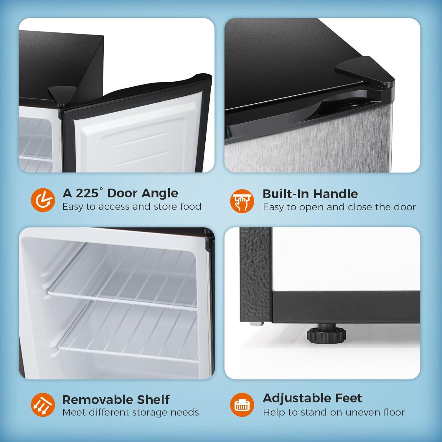 imageKismile Small Freezer Upright 30 Cuft Mini Freezer with Adjustable Thermostat Removable Shelves Reversible Single Door Stand Up Freezer for BedroomHomeDormsApartment Stainless SteelStainless Steel