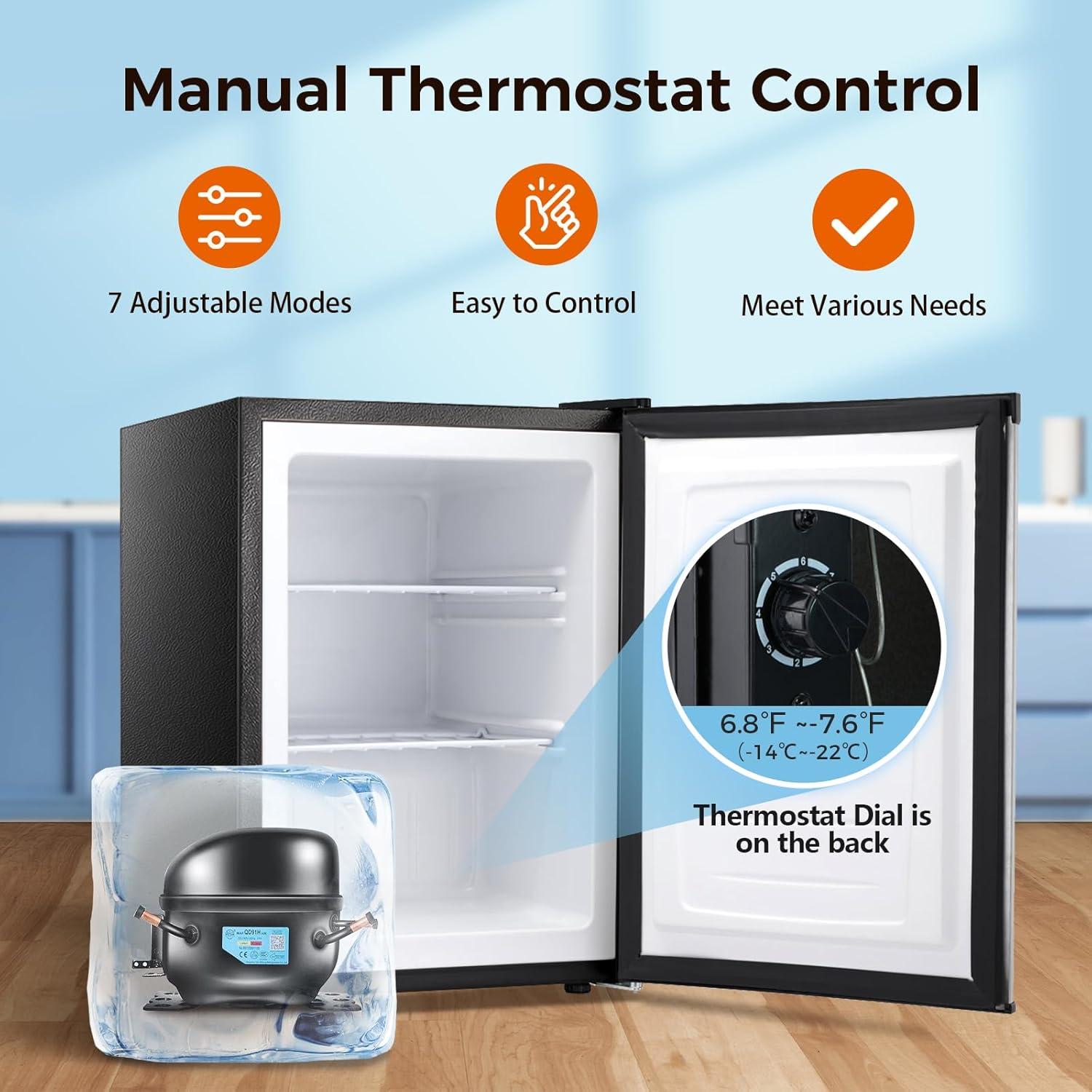 imageKismile Small Freezer Upright 30 Cuft Mini Freezer with Adjustable Thermostat Removable Shelves Reversible Single Door Stand Up Freezer for BedroomHomeDormsApartment Stainless SteelStainless Steel