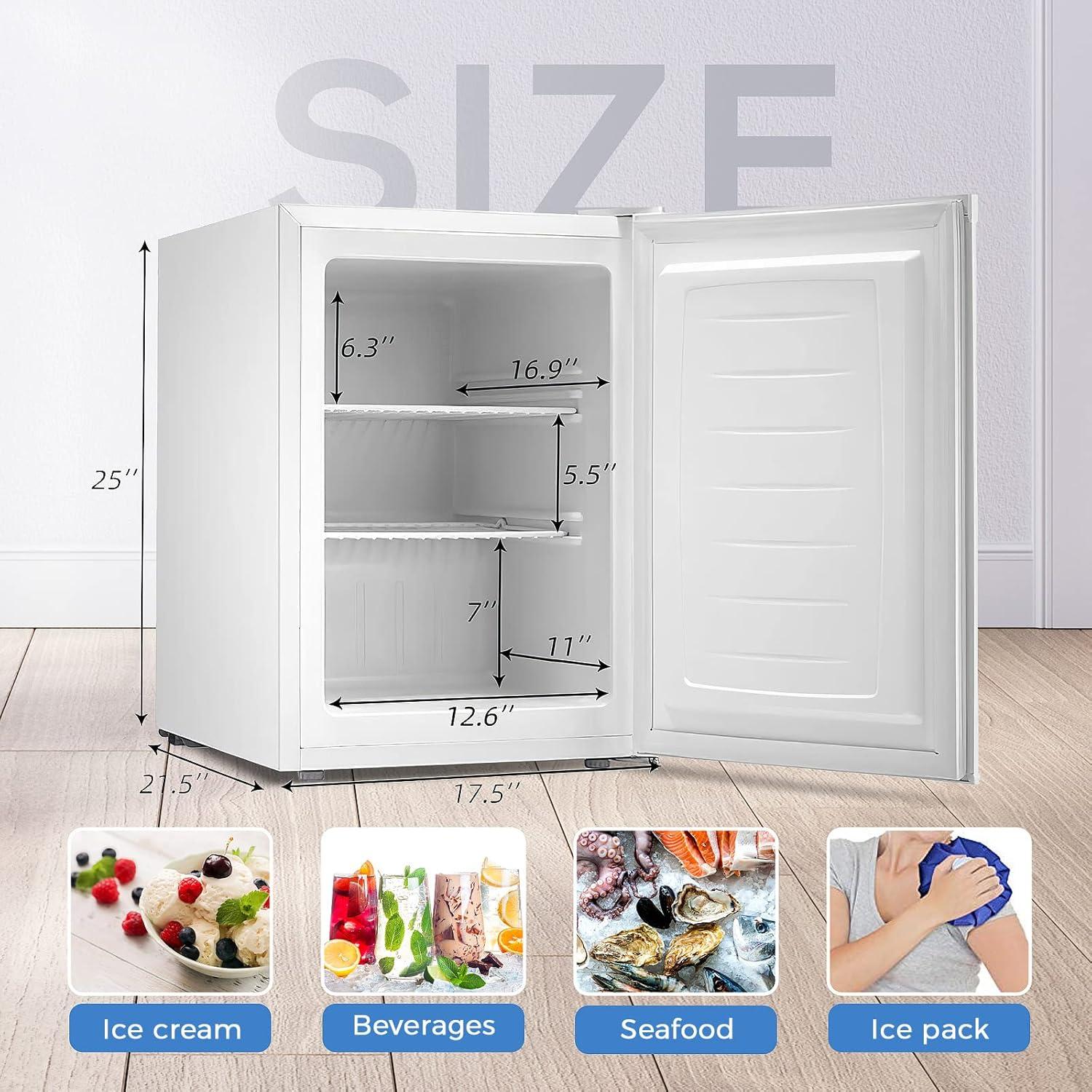 imageKismile Small Freezer Upright 30 Cuft Mini Freezer with Adjustable Thermostat Removable Shelves Reversible Single Door Stand Up Freezer for BedroomHomeDormsApartment Stainless SteelWhite