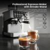 imageKismile 15 Bar Espresso Machines with Grinder Professional Espresso Maker with Removable Water Tank Milk Frother Steam Wand for LatteampampCappuccinoHot Water Function for Home Black15 Bar