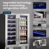 imageKismile 24 inch Wine and Beverage Refrigerator 20 Bottle and 88 Cans Dual Zone Wine Cooler with Glass Door Builtin or Freestanding WineBeerBeverage Fridge with Blue LED LightTransparent