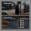 imageKismile 24 inch Wine and Beverage Refrigerator 20 Bottle and 88 Cans Dual Zone Wine Cooler with Glass Door Builtin or Freestanding WineBeerBeverage Fridge with Blue LED LightTransparent