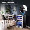 imageKismile 24 inch Wine and Beverage Refrigerator 20 Bottle and 88 Cans Dual Zone Wine Cooler with Glass Door Builtin or Freestanding WineBeerBeverage Fridge with Blue LED LightSilver