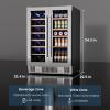 imageKismile 24 inch Wine and Beverage Refrigerator 20 Bottle and 88 Cans Dual Zone Wine Cooler with Glass Door Builtin or Freestanding WineBeerBeverage Fridge with Blue LED LightTransparent