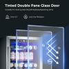 imageKismile 24 inch Wine and Beverage Refrigerator 20 Bottle and 88 Cans Dual Zone Wine Cooler with Glass Door Builtin or Freestanding WineBeerBeverage Fridge with Blue LED LightSilver