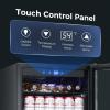 imageKismile 24 inch Wine and Beverage Refrigerator 20 Bottle and 88 Cans Dual Zone Wine Cooler with Glass Door Builtin or Freestanding WineBeerBeverage Fridge with Blue LED LightSilver