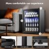 imageKismile 24 inch Wine and Beverage Refrigerator 20 Bottle and 88 Cans Dual Zone Wine Cooler with Glass Door Builtin or Freestanding WineBeerBeverage Fridge with Blue LED LightTransparent