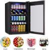 imageKismile 24 inch Wine and Beverage Refrigerator 20 Bottle and 88 Cans Dual Zone Wine Cooler with Glass Door Builtin or Freestanding WineBeerBeverage Fridge with Blue LED LightTransparent