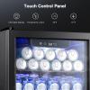 imageKismile 24 inch Wine and Beverage Refrigerator 20 Bottle and 88 Cans Dual Zone Wine Cooler with Glass Door Builtin or Freestanding WineBeerBeverage Fridge with Blue LED LightTransparent