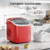 imageKismile Ice Makers Countertop with Carry Handle26LbsDay9 Cubes in 6 MinsSelfCleaning Ice Machine for HomeOfficeKitchen BlackRed