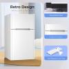 imageKismile Mini Fridge with Freezer32 CuFt Compact Mini Refrigerator with Double 2 DoorAdjustable TemperatureFull Size for HomeKitchenDormApartmentRetro GreyWhite