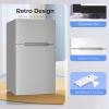 imageKismile Mini Fridge with Freezer32 CuFt Compact Mini Refrigerator with Double 2 DoorAdjustable TemperatureFull Size for HomeKitchenDormApartmentRetro GreyGrey