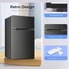 imageKismile Mini Fridge with Freezer32 CuFt Compact Mini Refrigerator with Double 2 DoorAdjustable TemperatureFull Size for HomeKitchenDormApartmentRetro GreyBlack