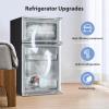 imageKismile Mini Fridge with Freezer32 CuFt Compact Mini Refrigerator with Double 2 DoorAdjustable TemperatureFull Size for HomeKitchenDormApartmentRetro GreyBlack