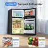 imageKismile Mini Fridge with Freezer32 CuFt Compact Mini Refrigerator with Double 2 DoorAdjustable TemperatureFull Size for HomeKitchenDormApartmentRetro GreyBlack